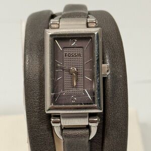 Fossil Double Wrap Leather Watch Grey Silver JR-1371 New Battery